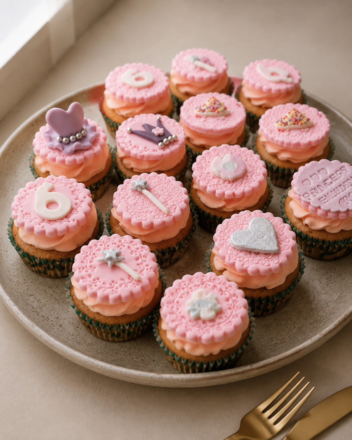 Pink cupcakes on a plate